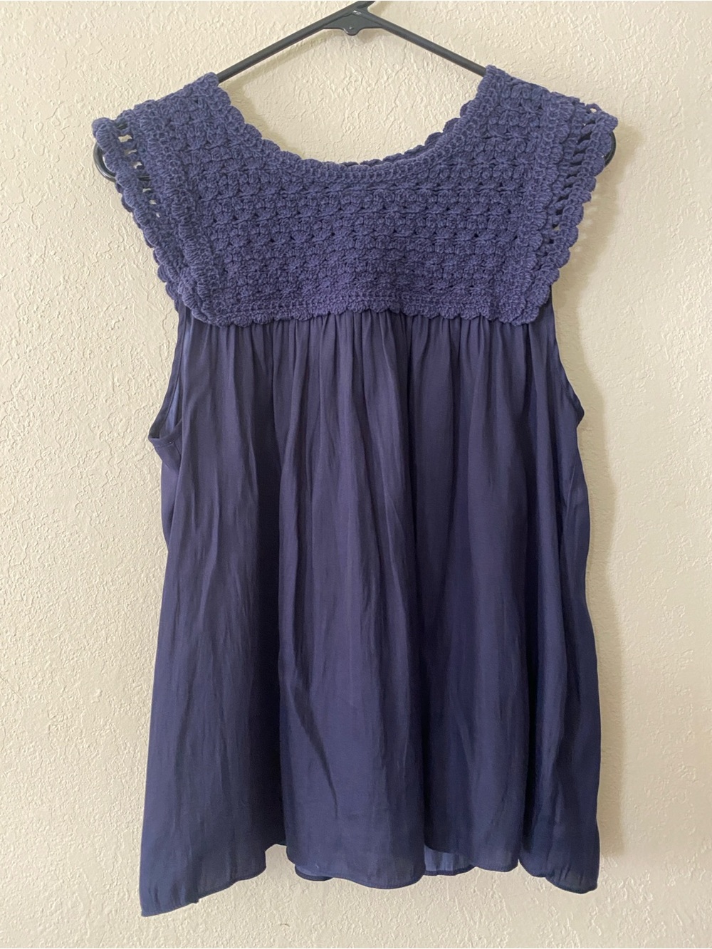 Skies Are Blue Crochet Yoke Sleeveless Blue Tunic - Picture 2 of 10